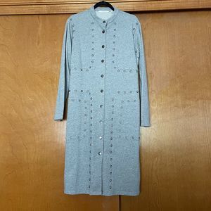 Cryus Grey Grommet Snap Longline Cardigan Size Medium